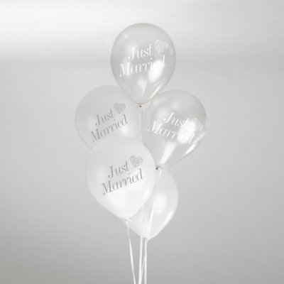 Ballonger - Just Married - Silver - 8 stycken