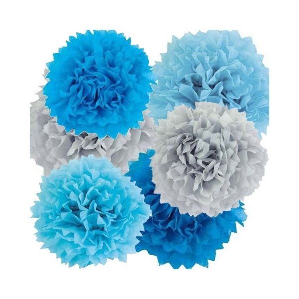 Pom pom gr�/ljusbl�/bl� 6-pack