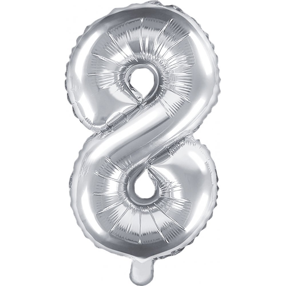 Sifferballong – Silver – 35 cm – Siffra: 8 – Sifferballonger, Ballonger