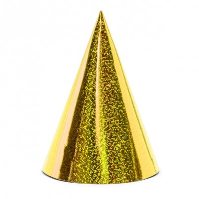 Partyhattar - Holographic - Guld - 6-pack