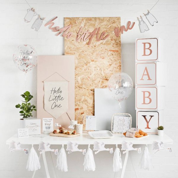 Konfettiballonger - Hello Little One - Silver/Ros�gold - 5 st