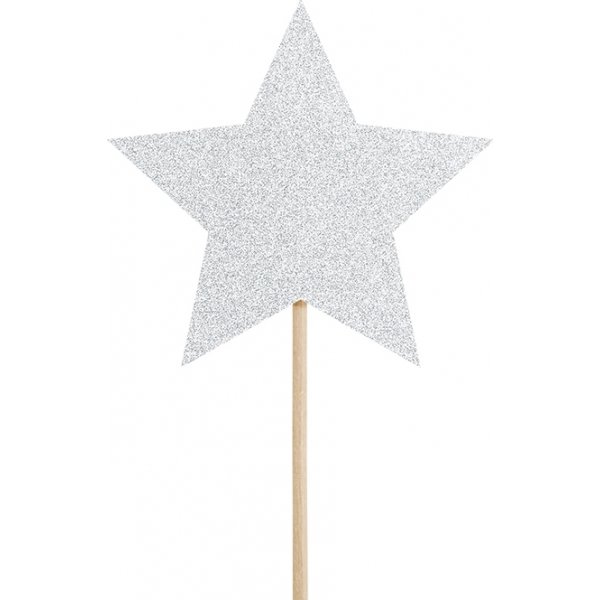 Cake picks - Stjrnor - Silverglitter - 6-pack