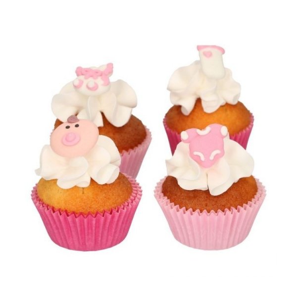 Sockerdekorationer Baby Rosa