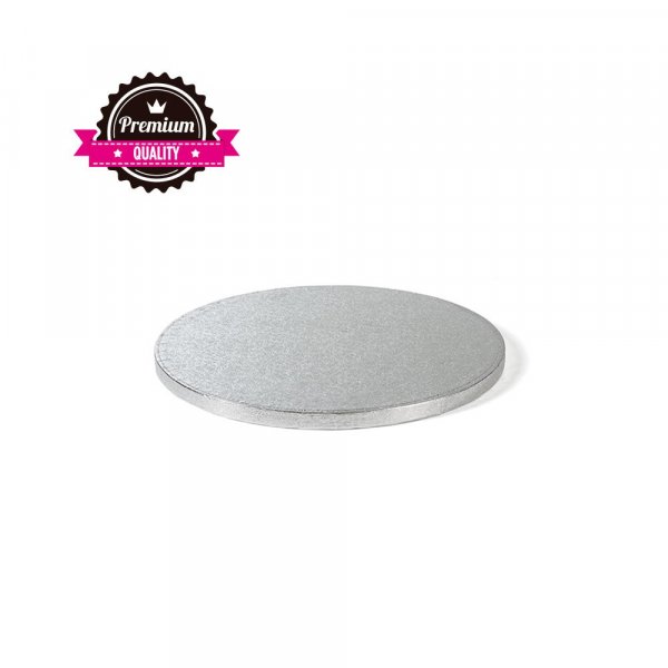 Tjock trtbricka - Rund Silver - 1,2 cm tjock, 30 cm i diameter