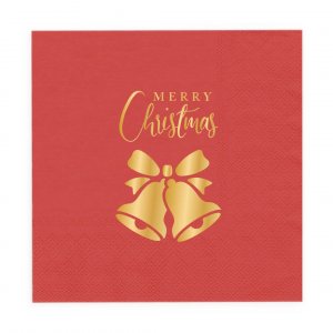 Servetter - Röda - Merry Christmas - 33x33 cm - 10-pack