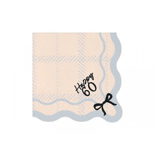Servetter - Happy 60 - Svart/Vit - 12-pack