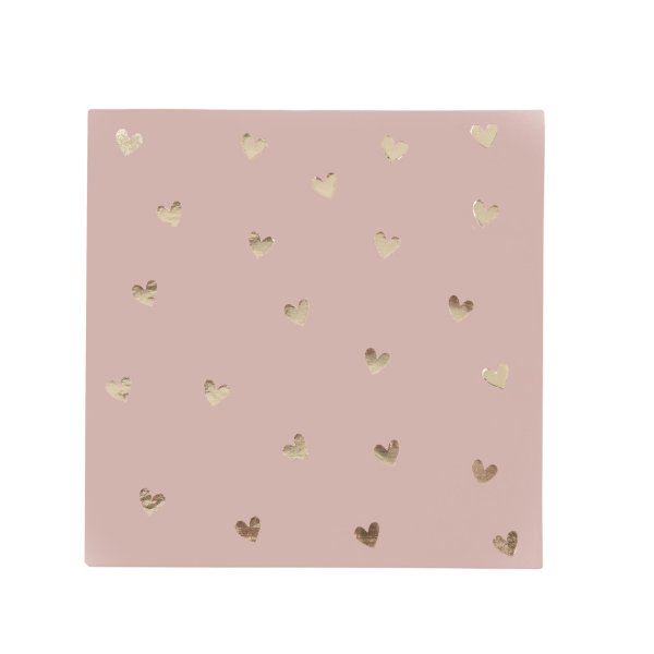 Kaffeservetter med hj�rtan - Rosa - 20-pack