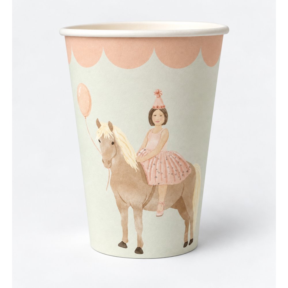 Pappmuggar - Girl on Horse - Lavenders Blue - 8-pack - Pappmuggar till kalas