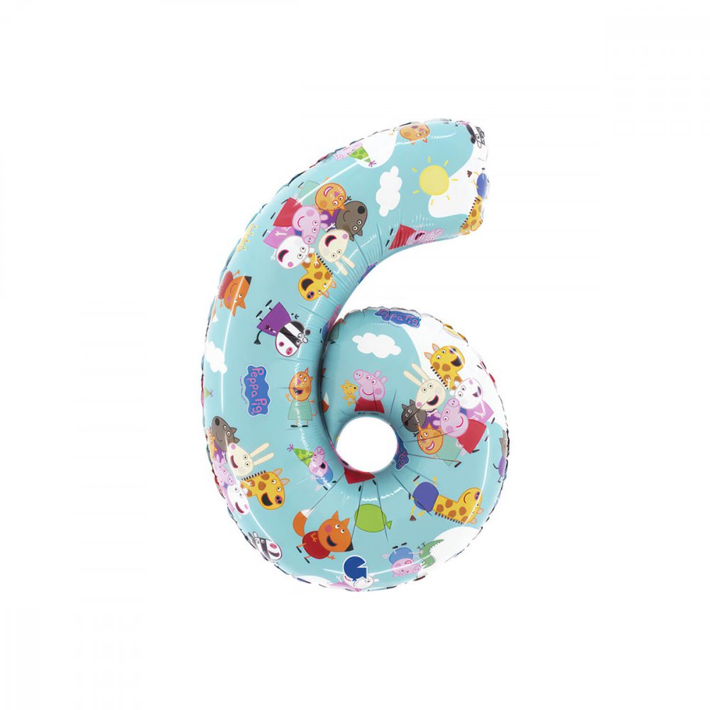 Ballongsiffra - Greta Gris - Sex - 66 cm - Sifferballonger, Ballonger