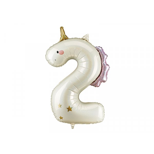 Folieballong siffra \\\"2\\\" enh�rning - Mix