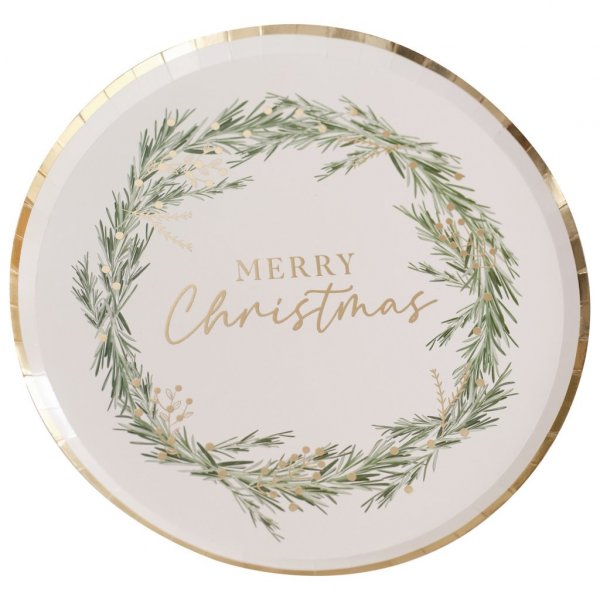 Papptallrikar - Merry Christmas - Rustic Christmas - 8-pack