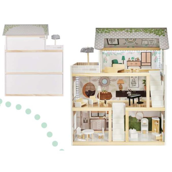 Docksk�p LULILO FLORO boho med LED-belysning 78 cm Tr�