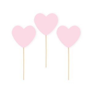 Cake picks - Rosa hj�rtan - 6 st