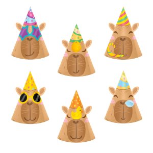 Partyhattar - Capybara - 6-pack