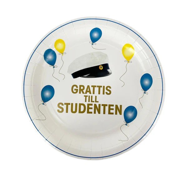 Papptallrikar - Ballonger - Grattis till studenten - 8-pack - 23 cm Papptallrikar - Ballonger - Grattis till studenten - 8-pack - 23 cm