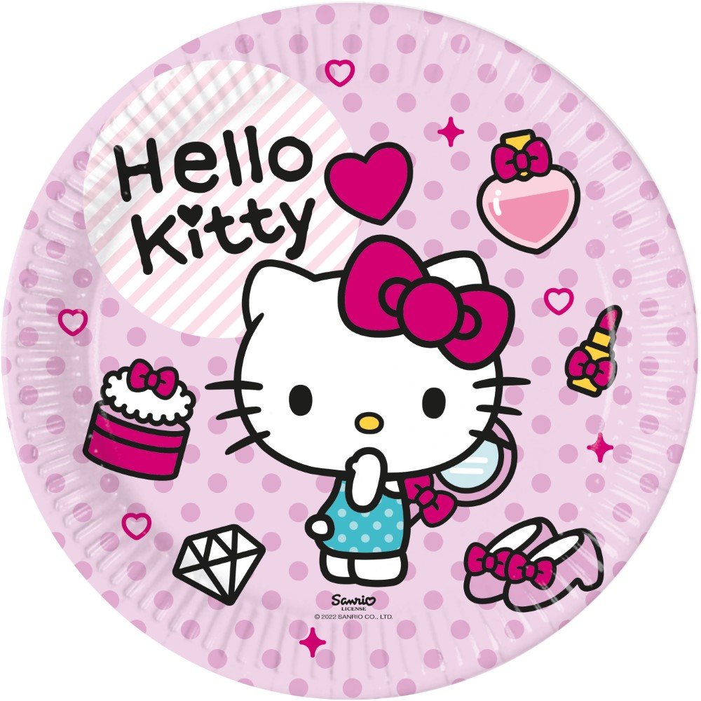 Papptallrikar Hello Kitty – 23 cm – 8-pack – Papptallrikar till kalas