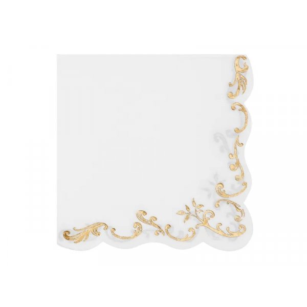 Servetter - Vit/Guld - 12-pack