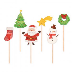 Cake picks - Julmotiv - 6-pack