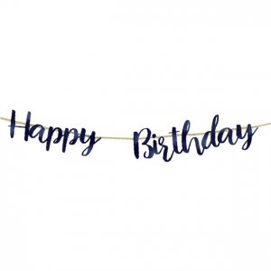 Banner - Happy Birthday - Navy/Metallic