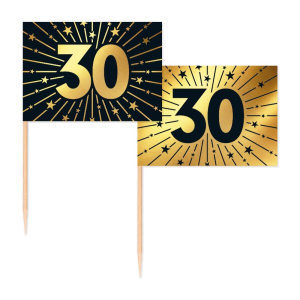 Party Picks - 30 år - Guld - 50-pack Party Picks - 30 år - Guld - 50-pack