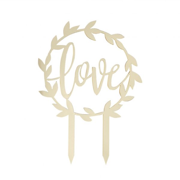 Cake topper - Love - Gold wedding