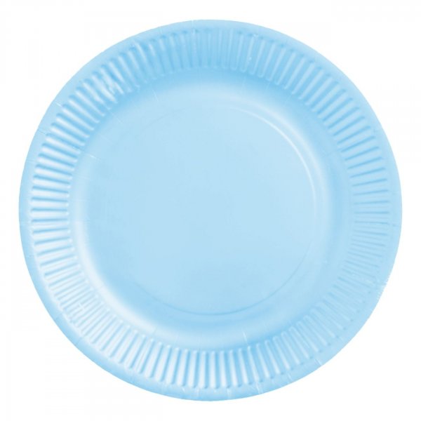 Papptallrikar - Ljusbl� - 23 cm - 8-pack