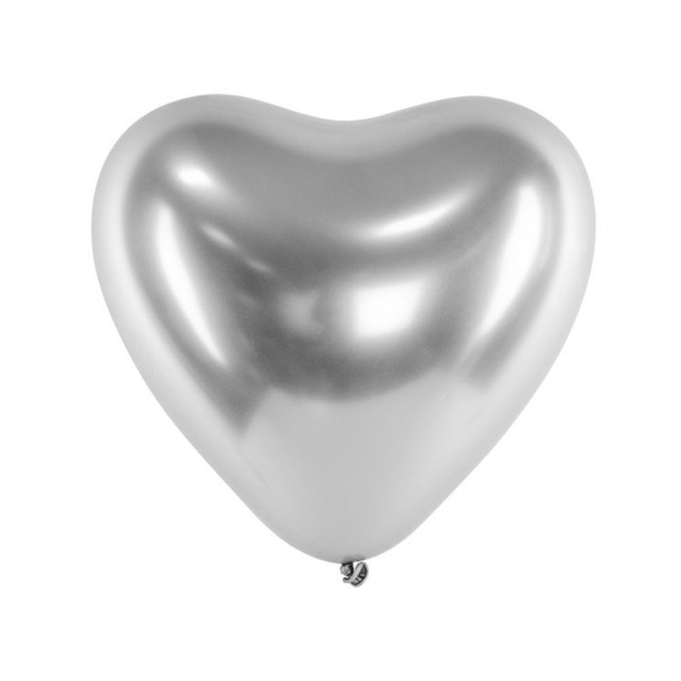 Chrome Ballonger Hjärta Silver - Fyndhörnan