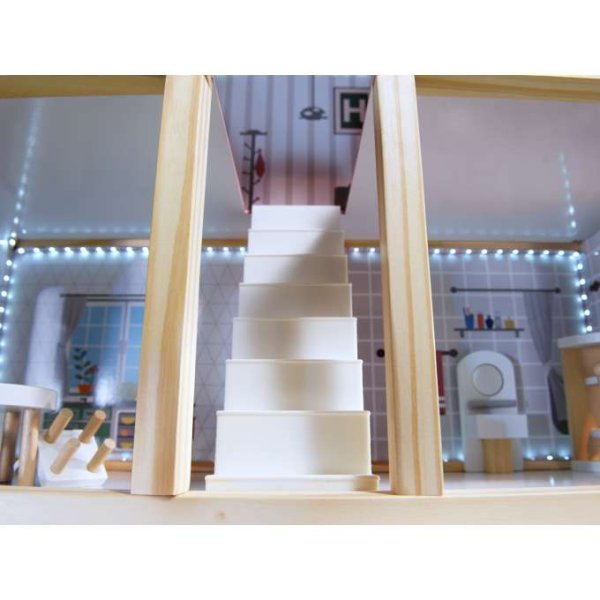 Docksk�p i MDF med LED-belysning 78 cm Vit inklusive 16 m�bler - Byggsats