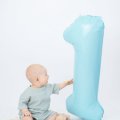 Kundbild Sifferballong - Ljusbl� - 86 cm - Siffra: 1: J�ttefin f�rg.