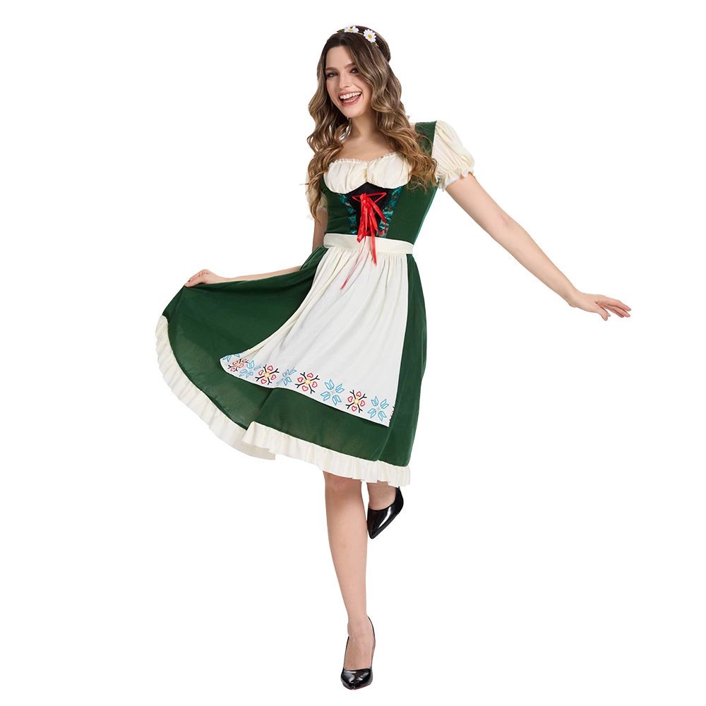 Klänning – Beer Girl – Grön – S/M – Utklädnad till oktoberfest, Oktoberfest