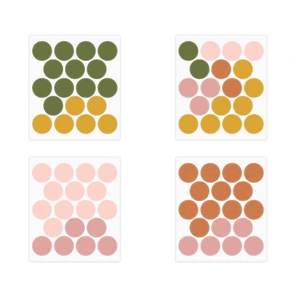 Väggstickers - Dots - Grön/Gul/Rosa Väggstickers - Dots - Grön/Gul/Rosa