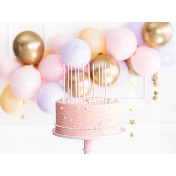 Fdelsedagsljus - Ljusrosa - 14 cm - 12-pack