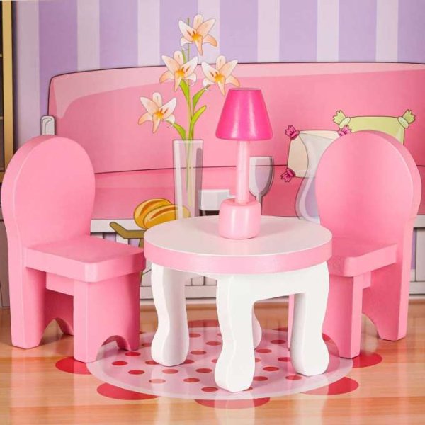 Docksk�p i tr� 70 cm Rosa med LED-belysning - Sj�lvmontering