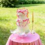 Cake Picks/Cake topper - Rosetter - Hot Pink - 10-pack