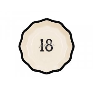 Papptallrikar - "Hello 18" - Svart/Vit - 18 cm - 6-pack
