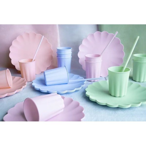 �teranv�ndbara plastmuggar - Ljusrosa - 4-pack