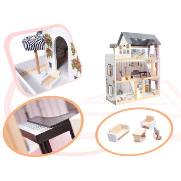 Docksk�p i MDF med LED-belysning 78 cm Vit inklusive 16 m�bler - Byggsats