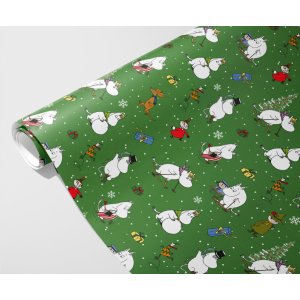 Presentpapper - Julpapper - Mumin - Gr�n - 4mx70cm