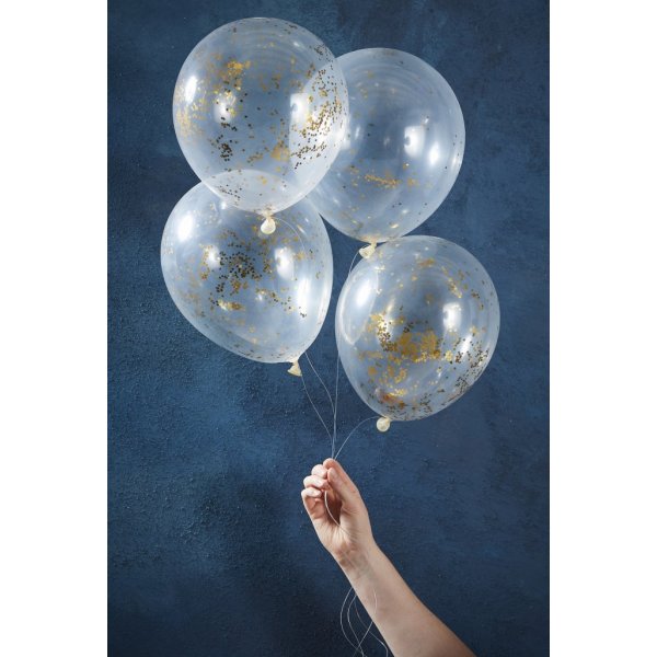 Konfettiballonger - Glitter - Guld - 5-pack Konfettiballonger - Glitter - Guld - 5-pack