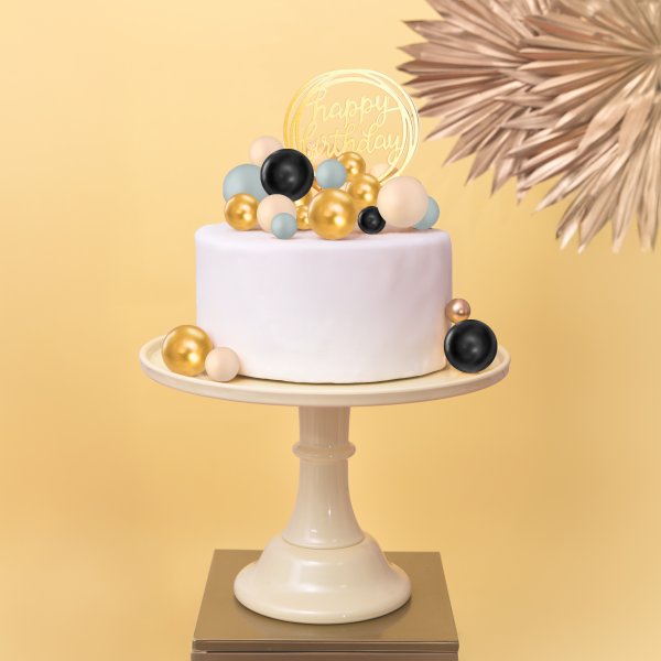 Trtdekorationer/Cake topper - Bollar - Guld,Svart, Nude, Gr - 32 st