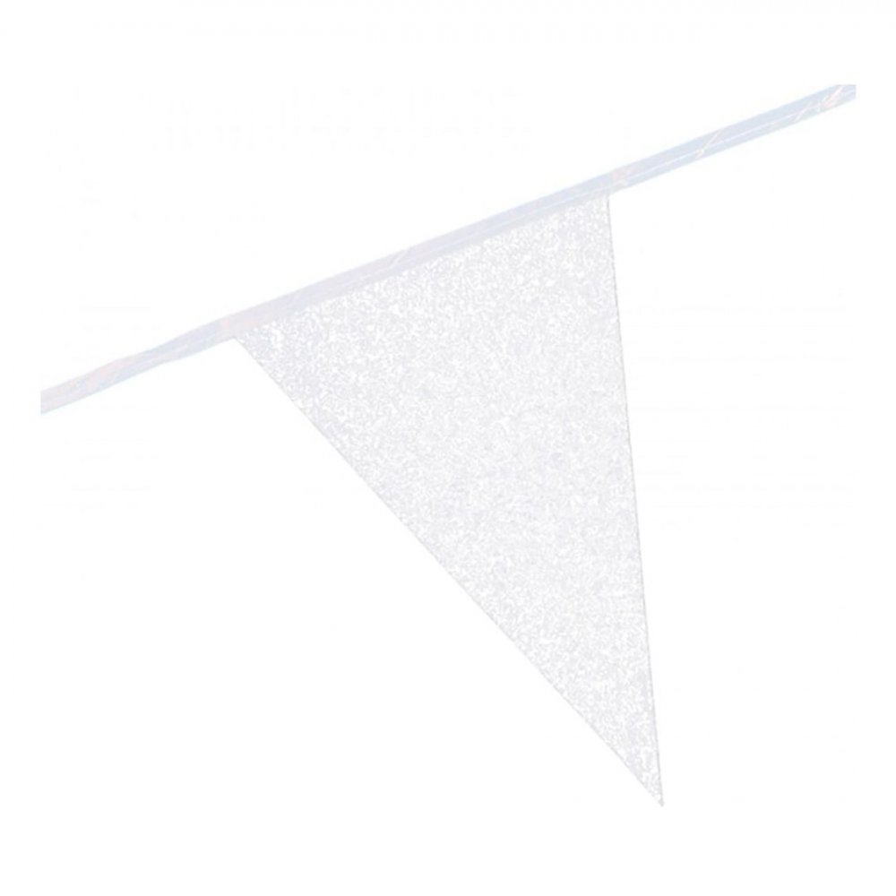 Vimpelgirlang Vit Glitter 6m - Vimplar, Hängande dekorationer