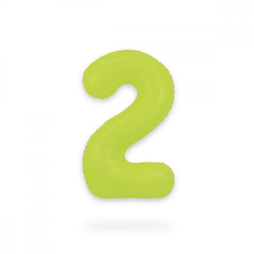 Ballongsiffra - Neon Grön - 86 cm - Siffra: 2 - Sifferballonger, Ballonger