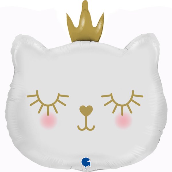 Folieballong - Cat Princess - Vit - Shape - 53 cm