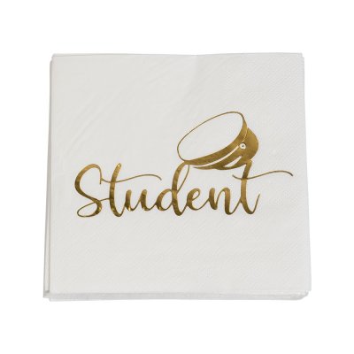 Sm servetter - Student - Vit/Guld - 16-pack