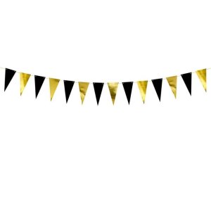 Vimpelgirlang - Mini - Svart & Guld - 2,1 m