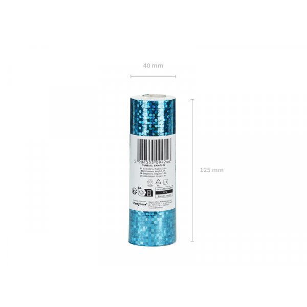 Holografiska serpentiner - Ljusbl� - 3,8m