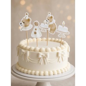 Cake picks - Birthday Bear - Lavenders Blue - 4-pack