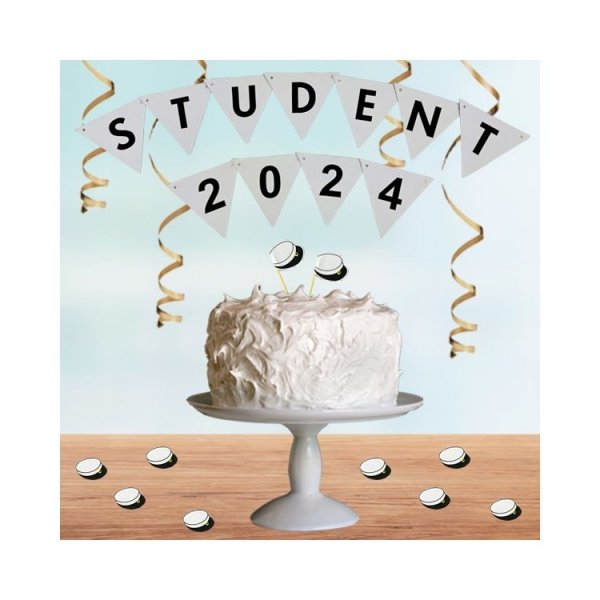 Studentdekorationer kit svart, vit, guld