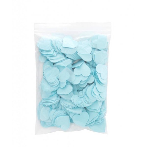 Papperskonfetti - Hjrtan - Ljusbl - 100 g