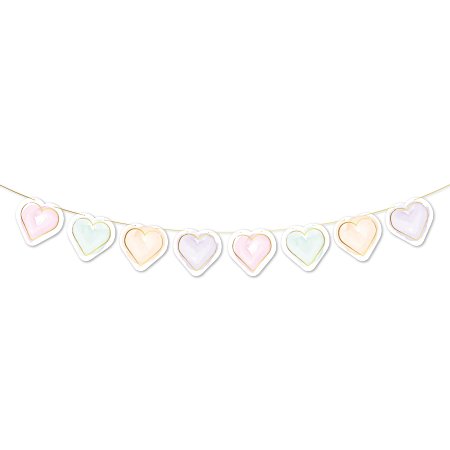 Girlang med hj�rtan - Pastell - 2m